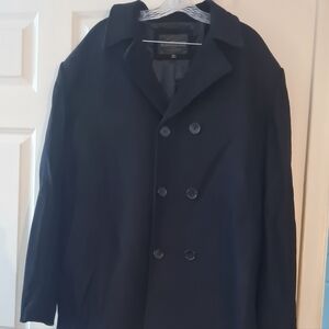 Elegant Black Double-Breasted Pea Coat